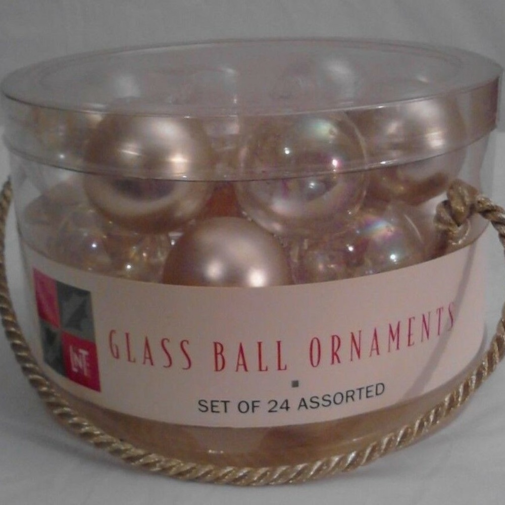 Set of 24 Gold & Clear Matte Glass Ornaments